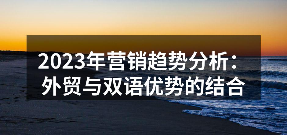 2023年营销趋势分析：外贸与双语优势的结合